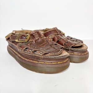 VTG Y2K Dr. Martens Brown Leather Fisherman Chunky Summer Sandals Size 6 Women’s